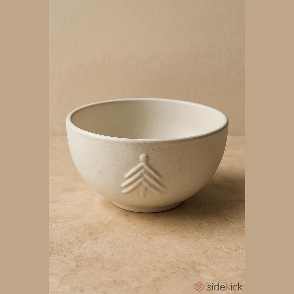 Crate & Barrel White Trees Stoneware Food Mixing Bowl Snowflakes Pine Trees